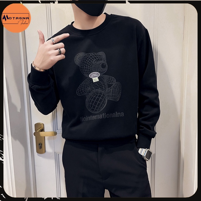 Áo thu đông chất đẹp, Áo sweater nam cổ tròn cao cấp streetwear in Gấu TIO mã NZ689