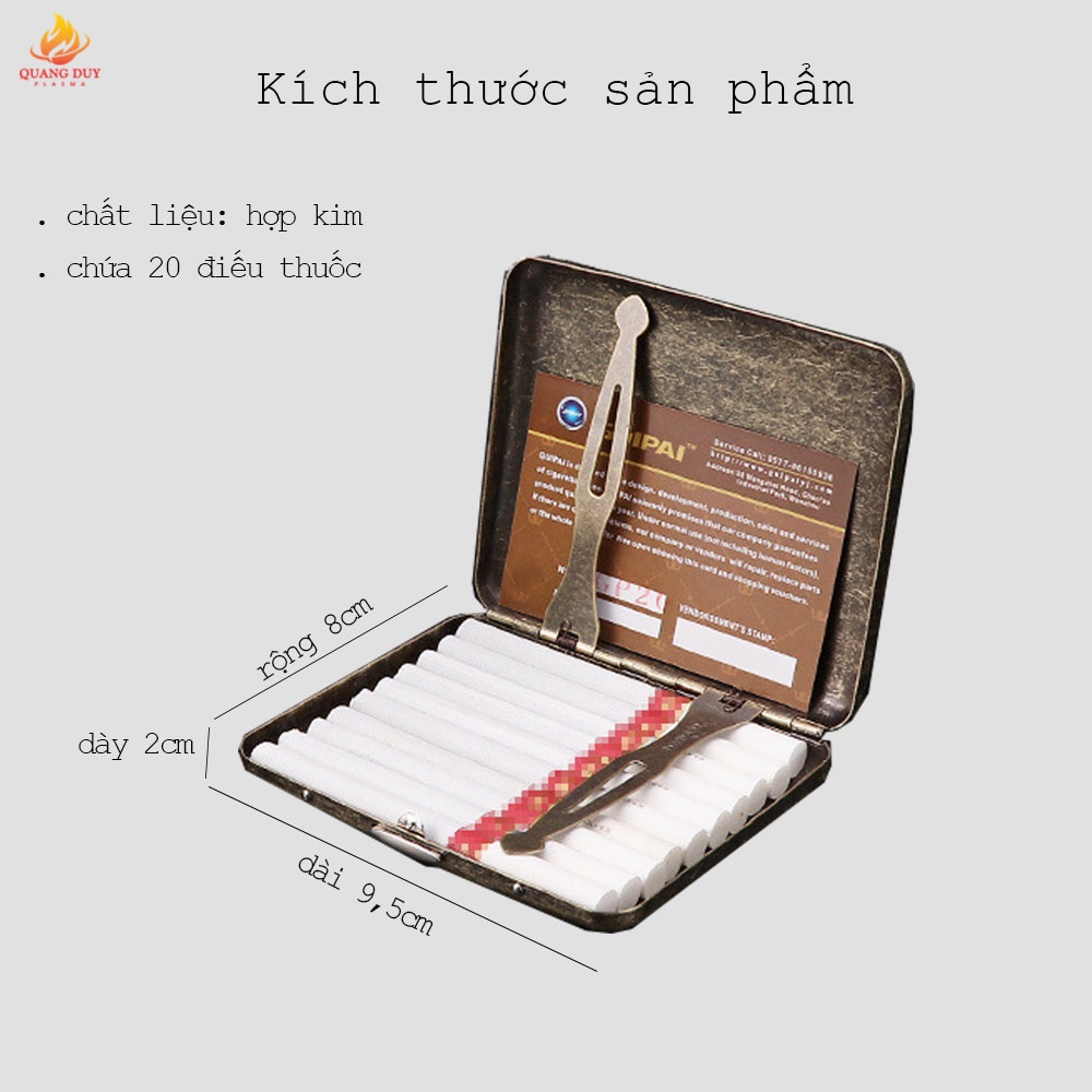 Hộp đựng thuốc lá 20 điếu hợp kim phong cách cổ điển