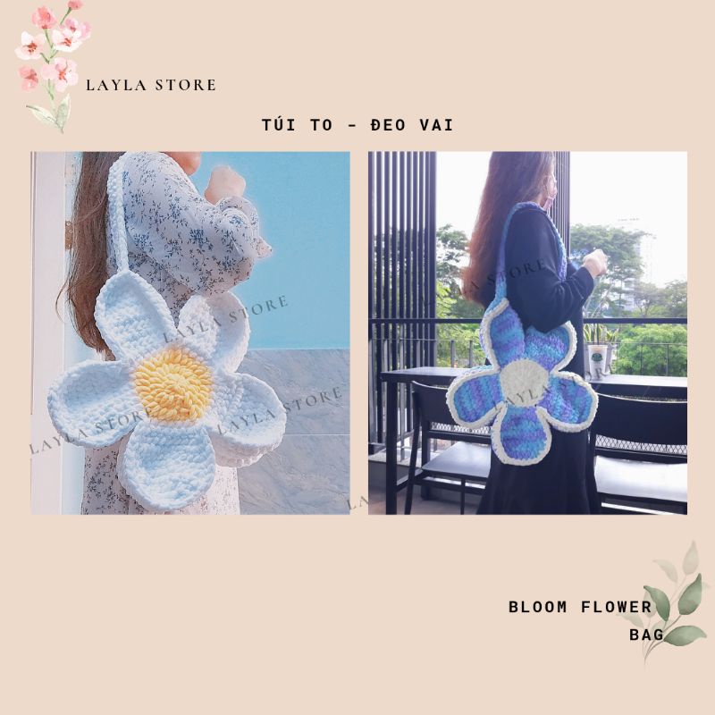 Túi len bông hoa cúc Bloom Flower Bag nhiều màu - Túi xách len handmade hot trend Layla Store