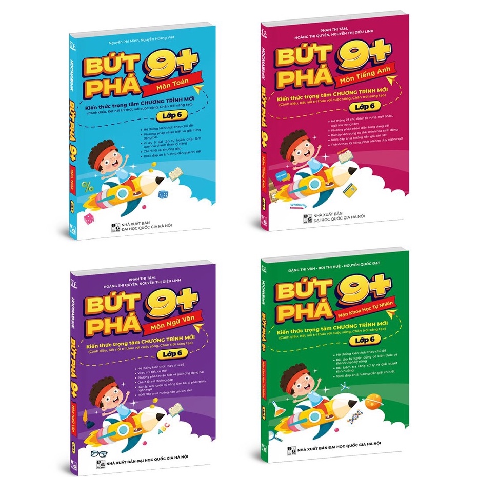 Sách Combo Bứt Phá 9+ Lớp 6 Đầy Đủ 4 Môn Toán,Văn, Anh, KHTN - BẢN QUYỀN