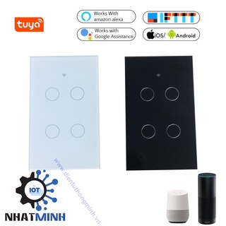Công Tắc Thông Minh Wifi Tuya SmartLife Cảm Ứng 4 Nút Hình Chữ Nhật Điều Khiển Từ Xa