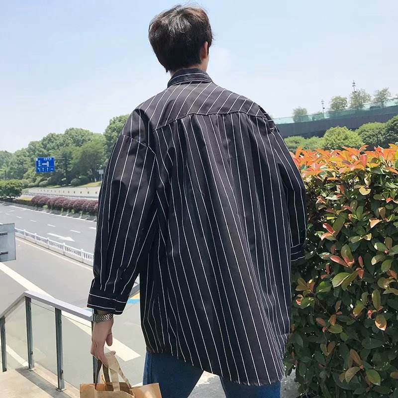 Áo Sơ Mi Tay Dài Kẻ Sọc Phối Cà Vạt Kiểu Harajuku Cá Tính Cho Nam | BigBuy360 - bigbuy360.vn