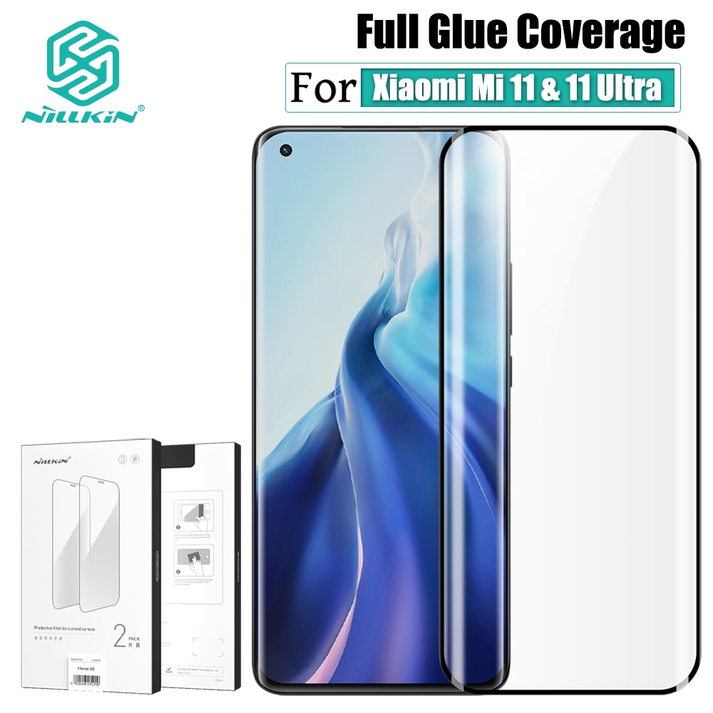 Bộ 2 Miếng Dán Màn Hình Cong NILLKIN Thủy Tinh Chống Va Đập Cho Xiaomi Mi 11/11 Ultra/11 Pro (Không Phải Kính Cường Lực)