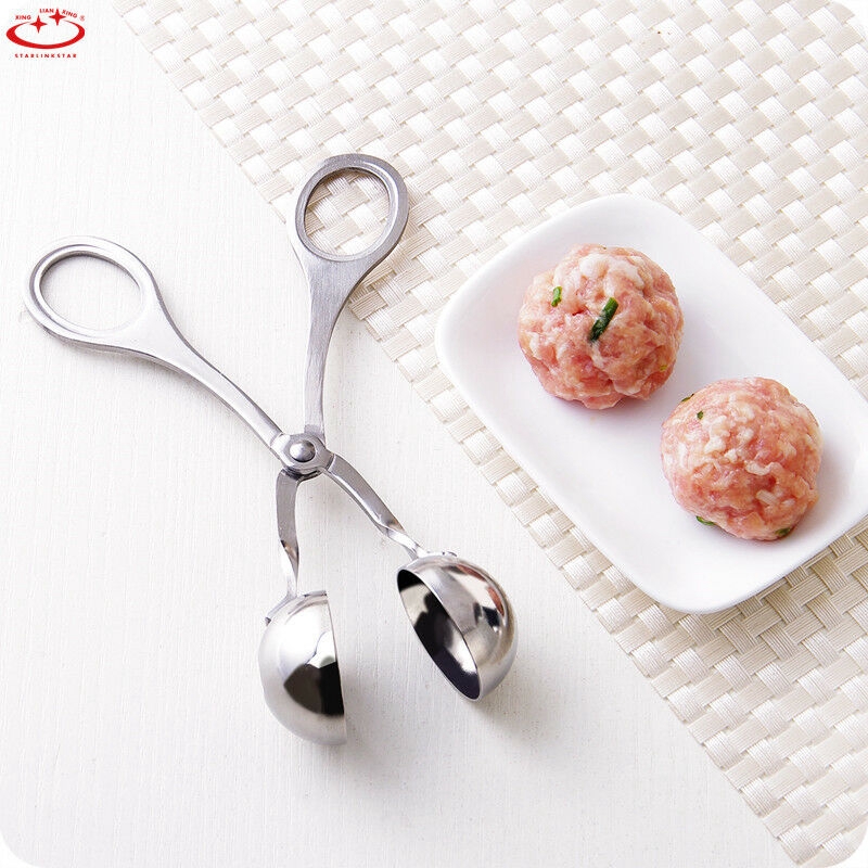 Muỗng kẹp làm thịt viên hình tròn kích thước nhỏ và lớn sáng tạo bằng thép không gỉ nhanh gọn tiện lợi