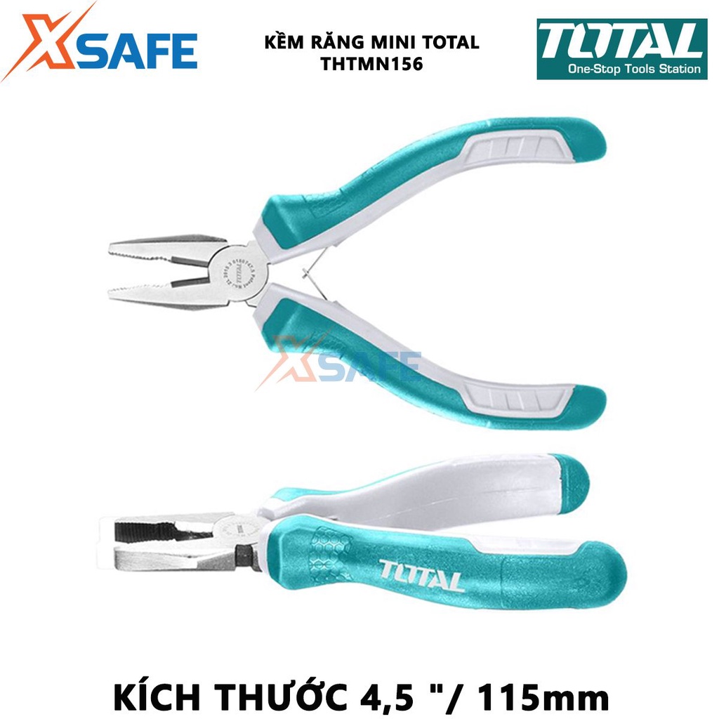 Kìm điện mini TOTAL THTMN156 | kìm răng kích thước 4,5&quot;/ 115mm đầu kìm được đánh bóng và chống gỉ  bấm, cắt, tuốt