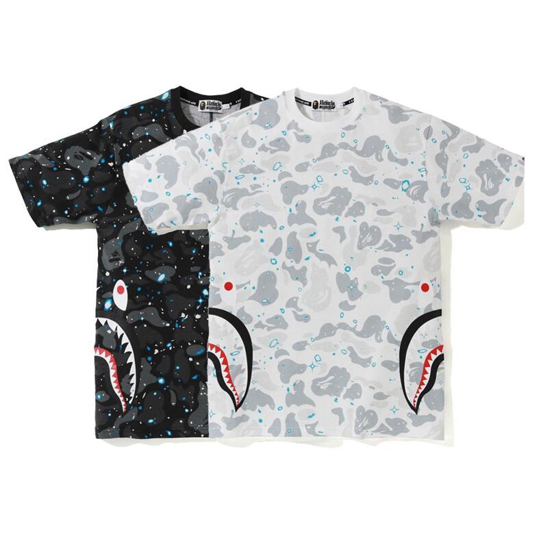 Bape Áo Thun Tay Ngắn Chất Liệu Cotton Họa Tiết Dạ Quang Thời Trang Cho Nam Nữ