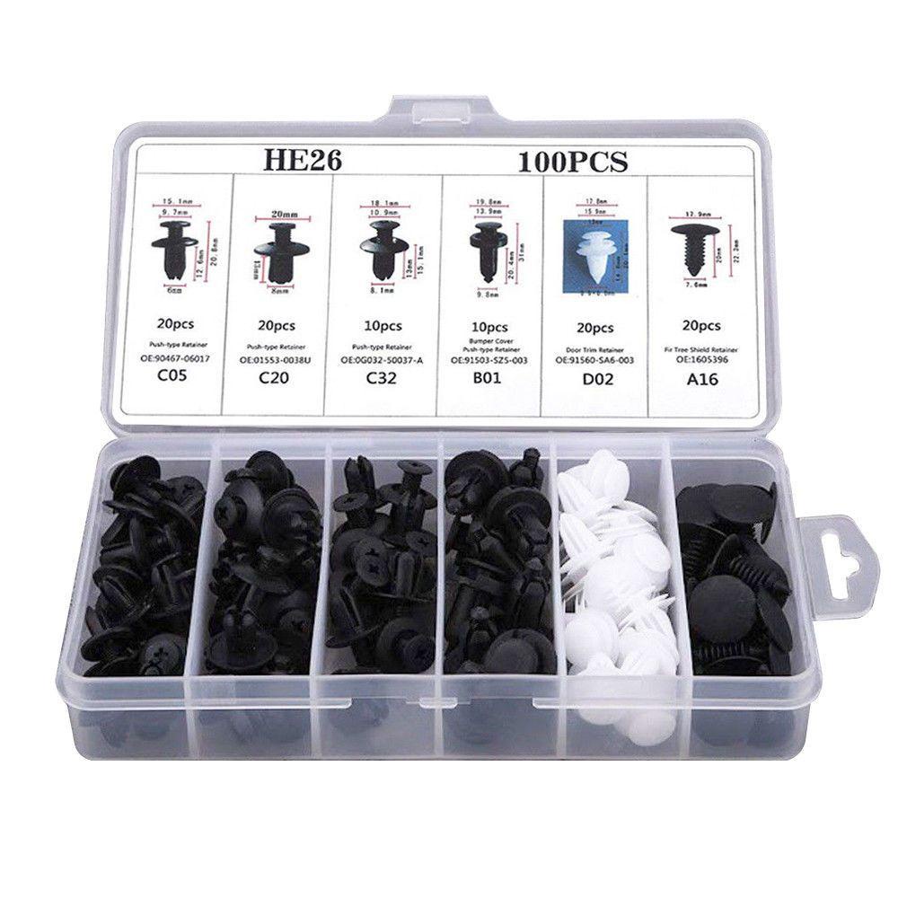 Bộ 100 Đinh Tán Bằng Nilon Nhiều Màu Sắc Gắn Cửa Xe Hơi Fender