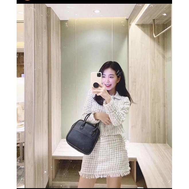 Đồ Tingoan Chân váy tweet dạ - Áo đen voan
