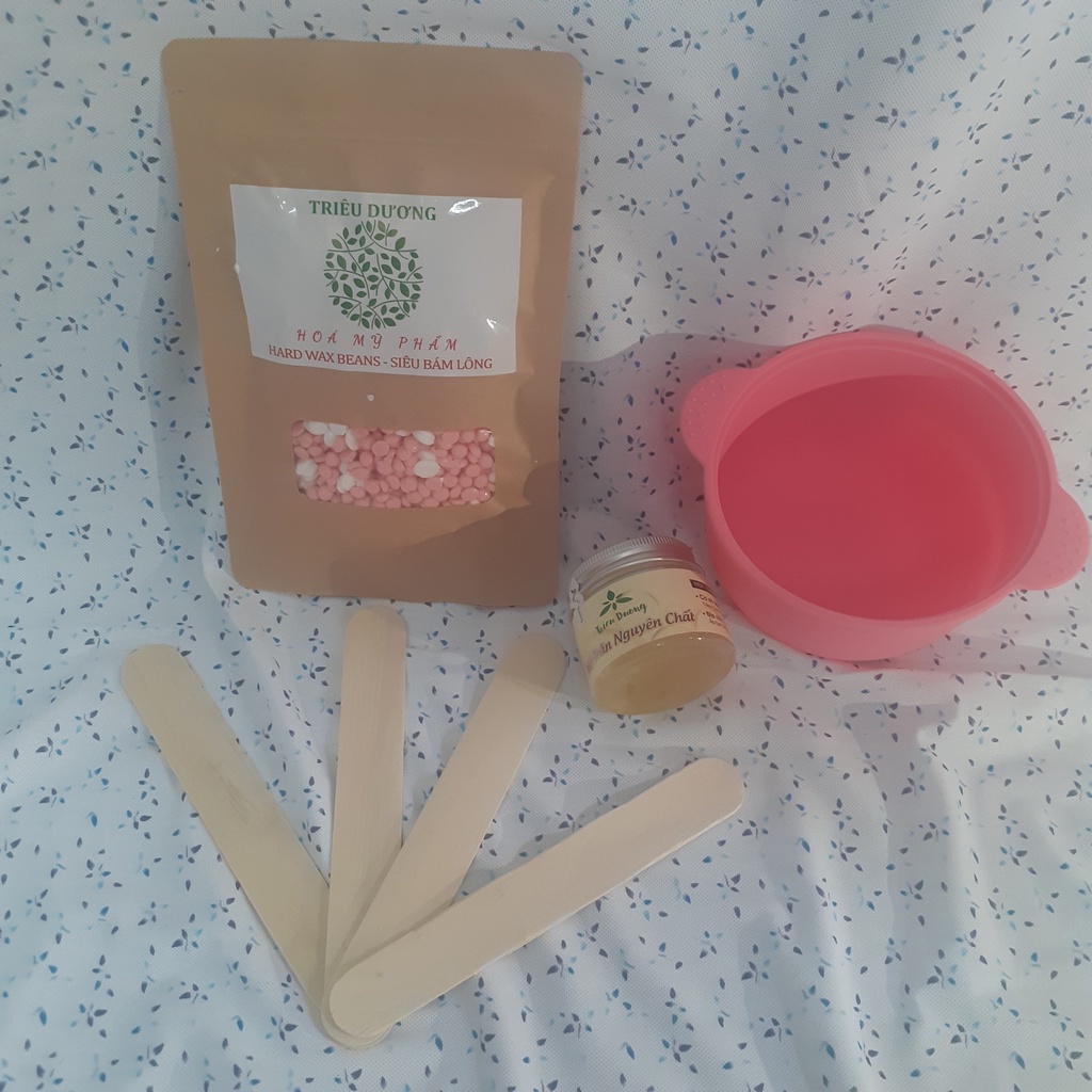 Set Wax: Chén (Bát) chống dính SILICON + Sáp bám lông màu TD + Mỡ trăn 50 (Tặng que lấy sáp)