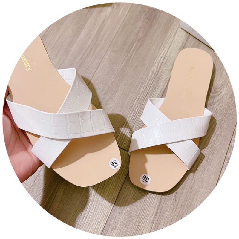 Dép lê hè nữ quai chéo trơn đế kép rẻ đẹp đi bền