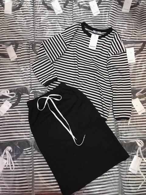 SET ÁO KẺ CHÂN VÁY-video ảnh sàn thật