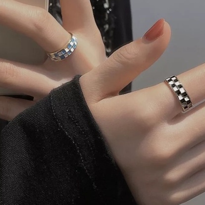 Nhẫn hợp kim caro cá tính có thể điều chỉnh, phụ kiện trang sức TS014 - Filibra