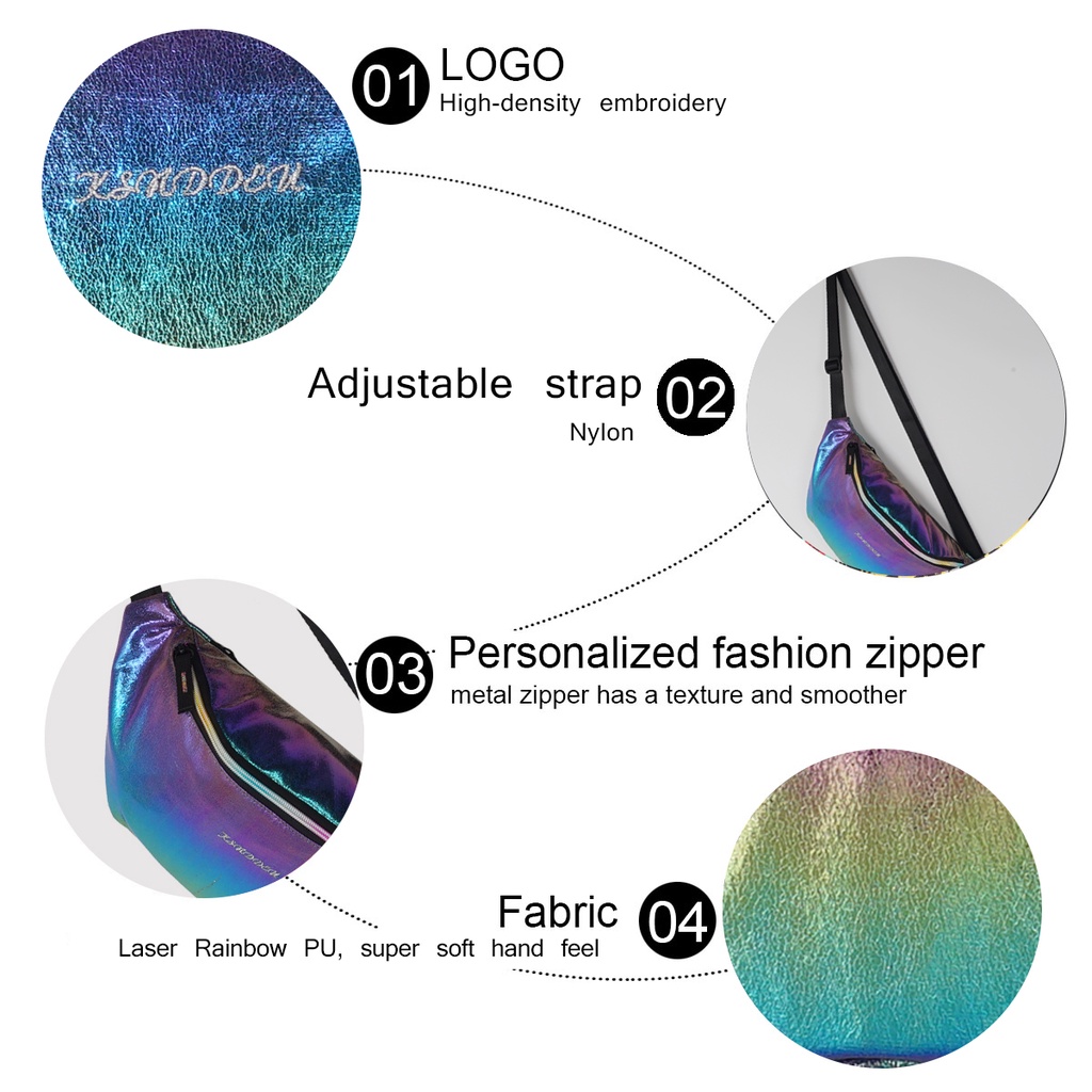 Túi Đeo Chéo Ksnddeu Màu Cầu Vồng Dễ Thương Cho Nữ