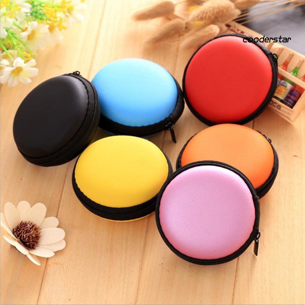 Túi đựng cáp sạc/tai nghe mini hình tròn có khóa kéo tiện dụng