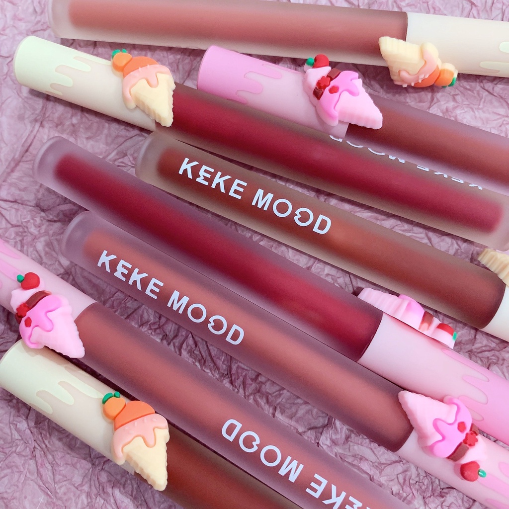 Son kem KEKE MOOD son lì son bóng Summer Ice Cream Mirror Lip Glaze KEKE05