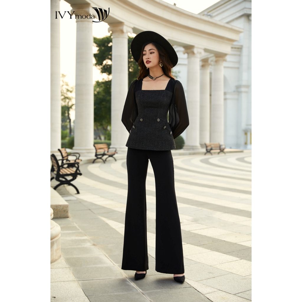 Áo sơ mi nữ cổ vuông IVY moda MS 17B9115