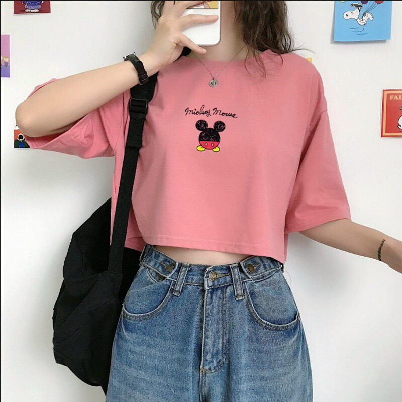 Áo Thun Nữ - Áo Croptop Thời Trang Dáng Rộng Năng Động Thời Trang Siêu Xinh | BigBuy360 - bigbuy360.vn