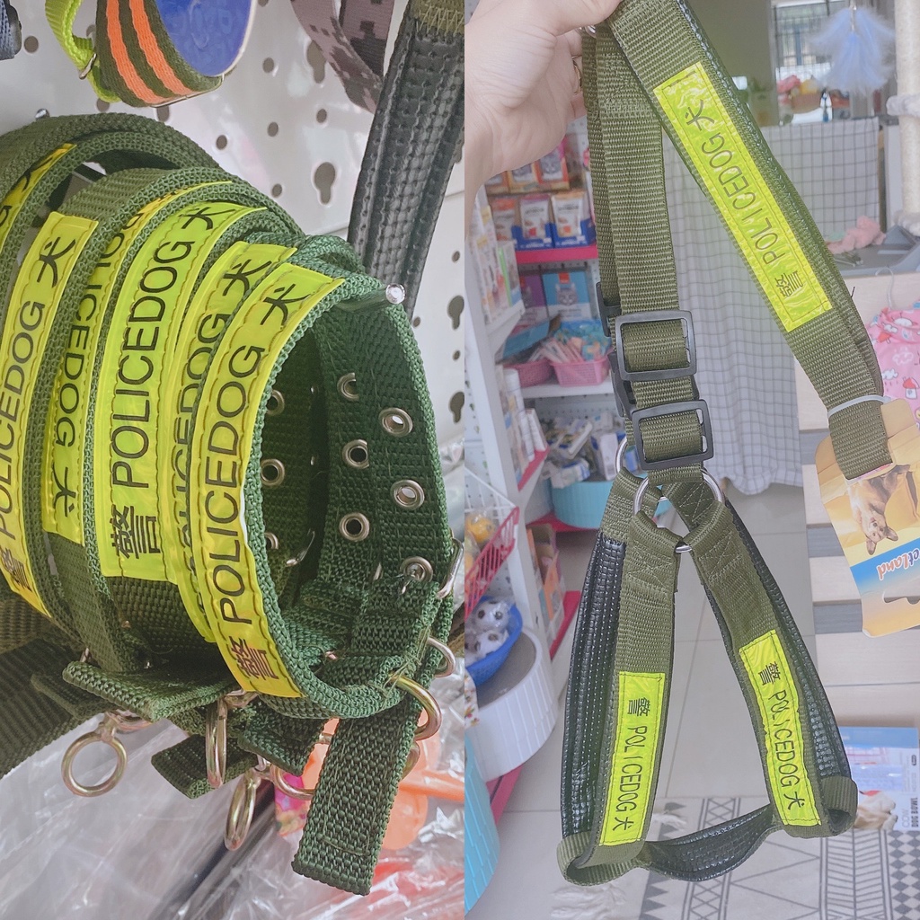 Dây dắt Yếm Police Phản Quang cho chó/ vòng cổ POLICE/ VÒNG CỔ CẢNH SÁT