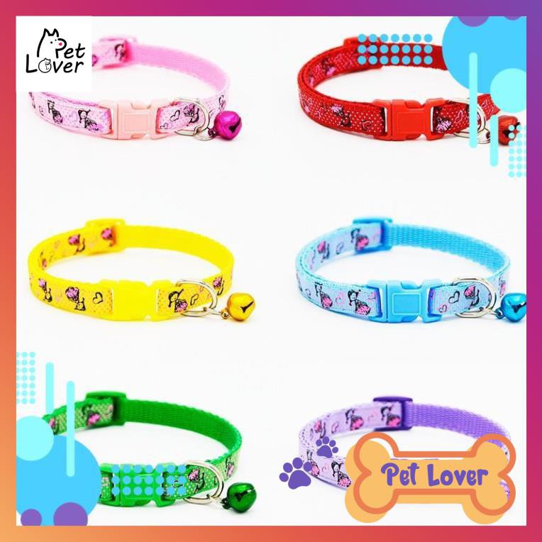 Vòng Cổ Cho Chó Mèo Họa Tiết, Vòng cổ cho mèo, Vòng Kèm Chuông, màu sắc dễ thương ⚡ FREESHIP ⚡