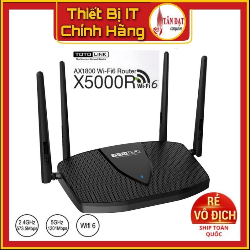 Bộ phát wifi 6 Totolink X5000R Chuẩn AX1800 - Hàng phân phối chính hãng