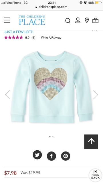 ❌❌Áo nỉ dài tay Place dễ thương cho bé