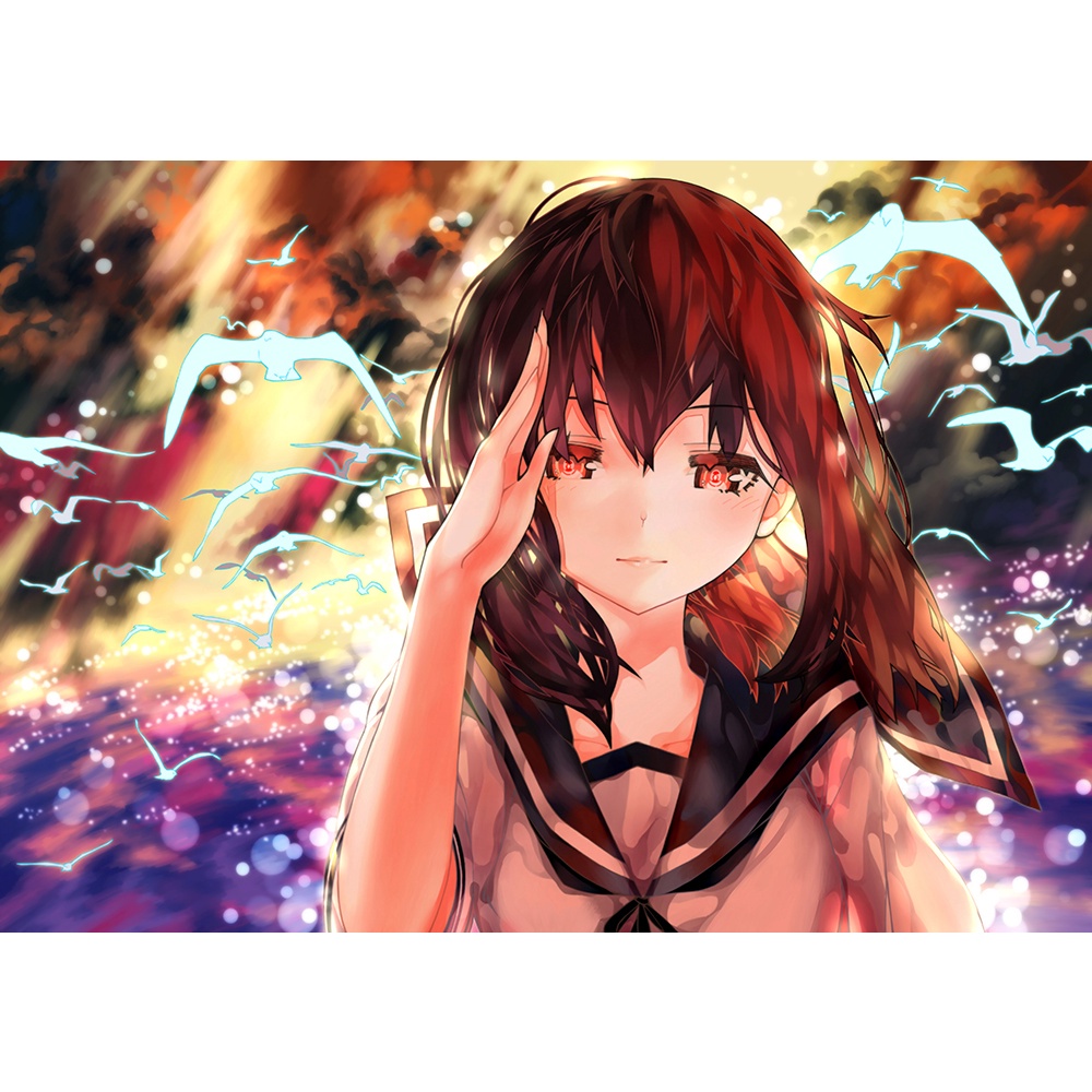 Poster A3 dán tường Anime, decal 30x42 trang trí có keo Kantai Collection Wallpapers 1