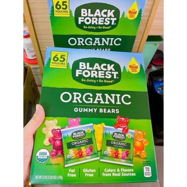 Date 2024 Kẹo dẻo Trái cây Black Forest Organic Gummy Bears 1,47kg - Hộp 65 gói