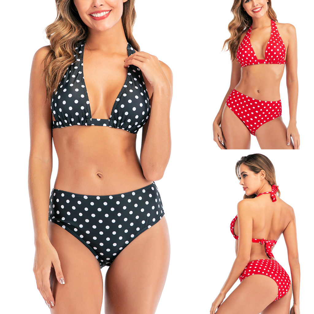 Bikini Hoạ Tiết Chấm Bi Thiết Kế Nâng Ngực Cho Nữ