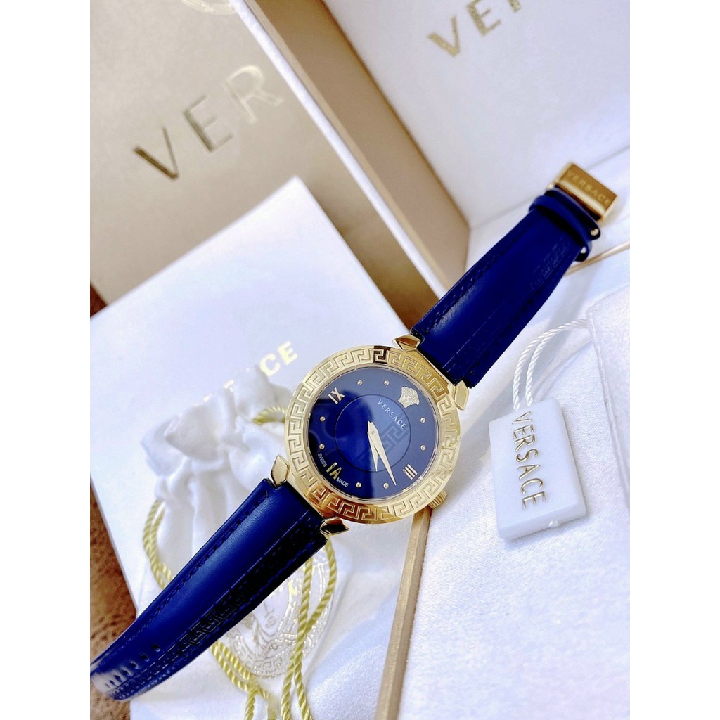 Đồng hồ cặp nam nữ, đồng hồ đôi nam nữ chính hãng full box VERSACE mặt xanh dương thời trang cao cấp, thời thượng
