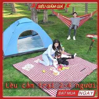 Lều Cắm Trại Dã Ngoại 4 Người Tự Bung Cỡ Lớn 2mx2m Chống Nước Nhẹ Chống Gió Chống Tia Bức Xạ Có Che Đỉnh Lều MR1