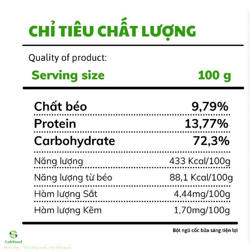 Bột ngũ cốc Tiệm Thảo Dược Xanh bột ngũ cốc dinh dưỡng ăn sáng LOLIFOOD tiện lợi gói lẻ 18 Gr