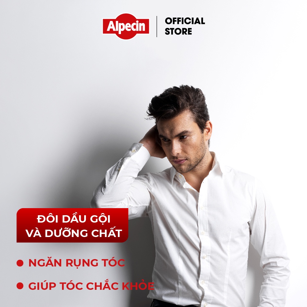 Combo 2 Dầu gội ngăn rụng tóc Caffeine Alpecin C1 Shampoo và Tinh chất Caffeine kích thích mọc tóc Alpecin Liquid 200ml