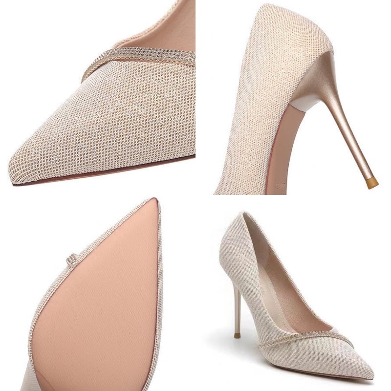 Giày cao gót nữ mũi nhọn đế cao 7-9cm lấp lánh quyến rũ thời trang