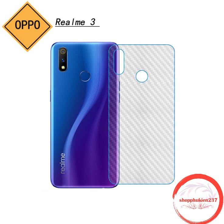 Miếng Dán Lưng Oppo Realme 3 , Realme 3 Pro Dán Dẻo Vân Carbon Chống Trầy