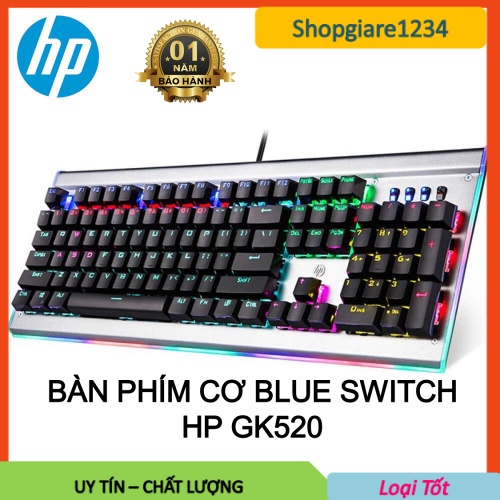 Bàn phím cơ Blue Switch HP GK520/ GK400F led viền Rainbow cực đẹp- Hơn 20 chế độ led tùy chỉnh