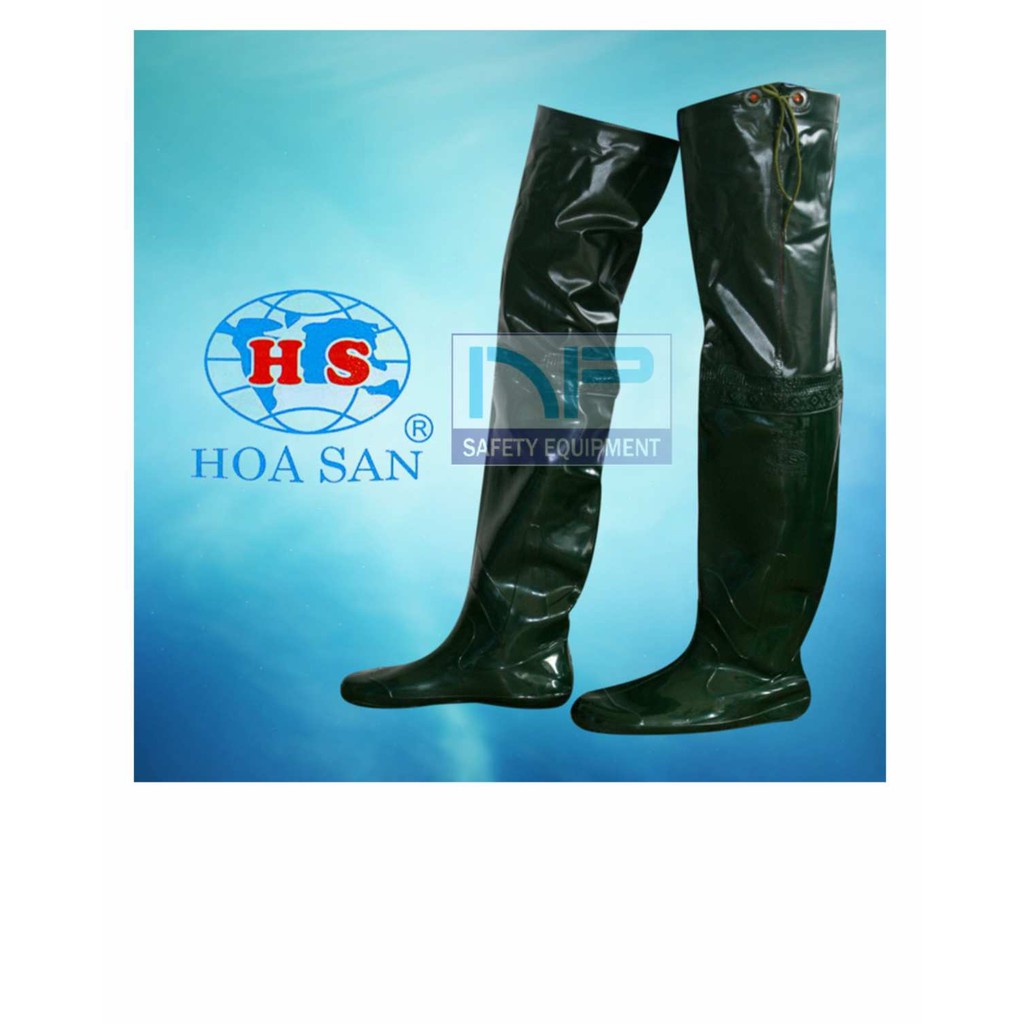 Ủng lội nước Hoa San 1 lớp dài đến đùi size 35-42, ủng cấy dài Hoa San 1 lớp size 35-42