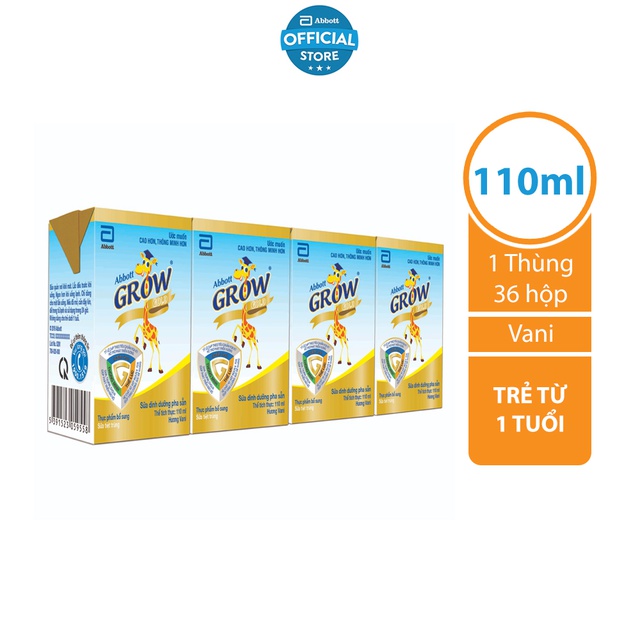 [Mã FMCGHOT giảm 10% đơn từ 400K] Thùng 36 hộp Sữa nước Abbott Grow Gold 110ml/hộp