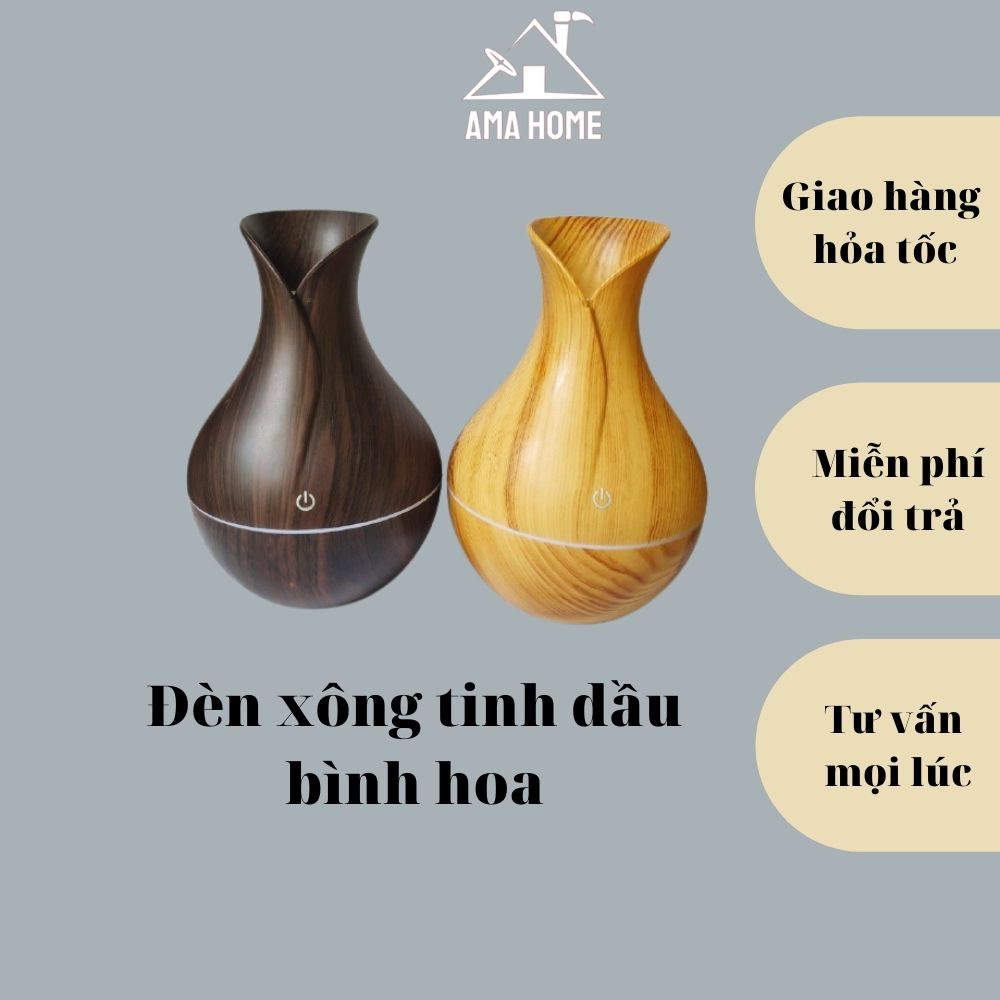 Đèn Sông Tinh Dầu Thơm Đuổi Muỗi Phun Sươn Mini Gỗ Giúp Thư Dãn, Giảm Stress Mệt Mỏi (Hình Bình Hoa)