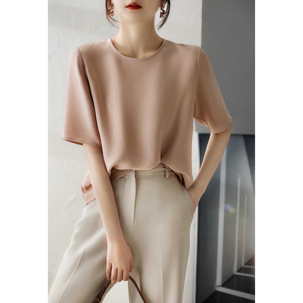 Syc Đa Năng581653Mg Áo Thun Lụa Crepe Thẳng Co Giãn Nhẹ Nhàng Mùa Hè Ý HC