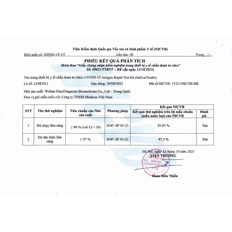 Bộ Test NƯỚC BỌT và Test MŨI Antigen Test Kist của eDiagnosis Wuhan - Công Nghệ Đức-Test nhanh kháng nguyên