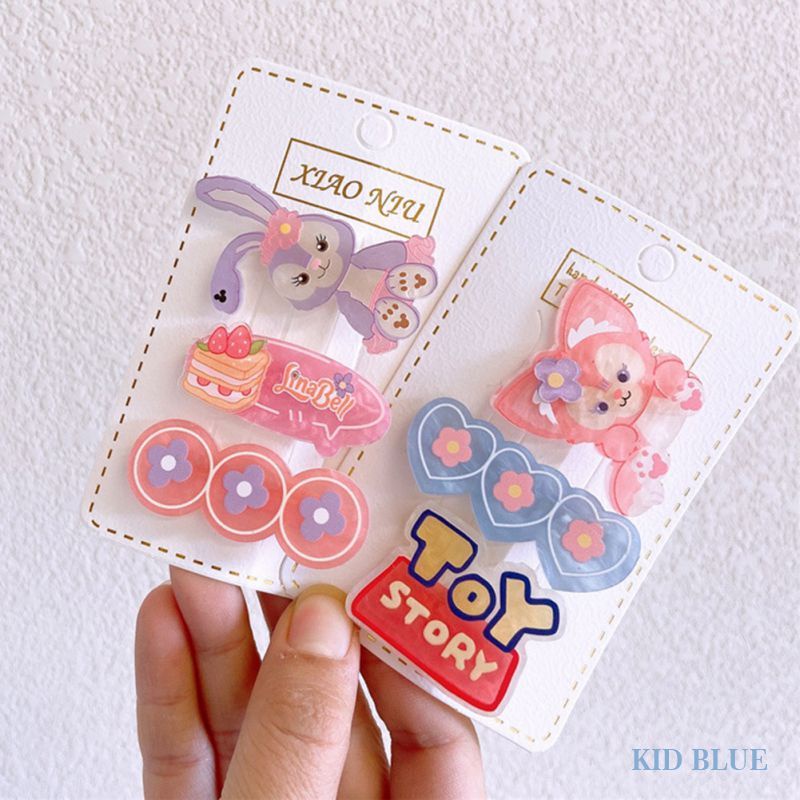 Set 3 Kẹp Tóc Mỏ Vịt Hoạt Hình Màu Hồng Dễ Thương Cho Bé Gái