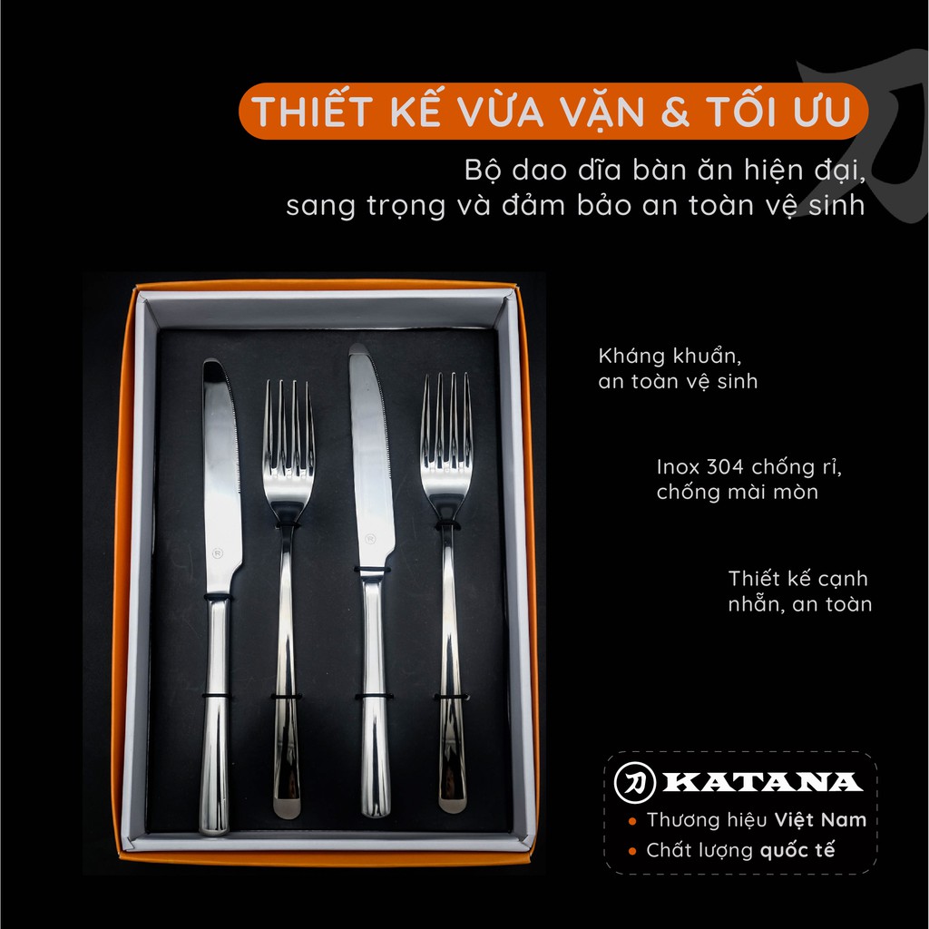 Set 16 món DAO DĨA ăn bít tết, steak KATANA INOX 304 cao cấp, sang trọng - KATA140