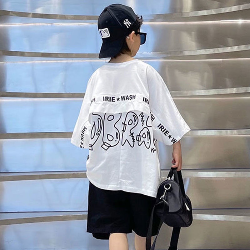 Áo Thun Cotton Tay Ngắn Dáng Rộng Phong Cách Phương Tây Thời Trang Mùa Hè Hàng Mới Dành Cho Bé Trai 2022