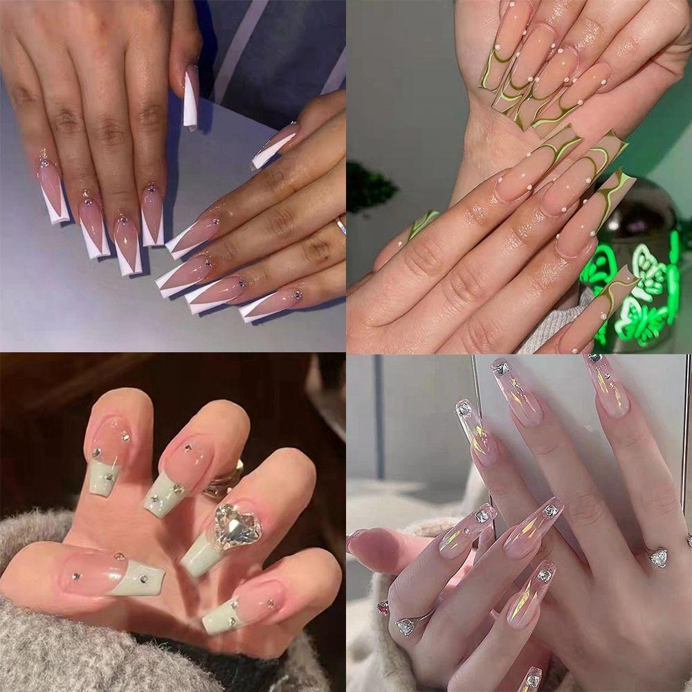 MIHAN1 Bộ 24 Móng Tay Giả Che Phủ Toàn Diện Tháo Rời Được