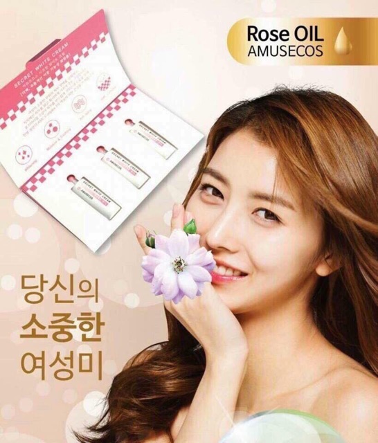 Dung dịch làm hồng và se khít vùng kín Amusecos Secret White cream rose oil (tinh chất làm hồng se khít âm đạo amusecos)