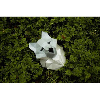 Mô hình giấy decor trang trí tường Đầu sói 3 POLYCRAFT