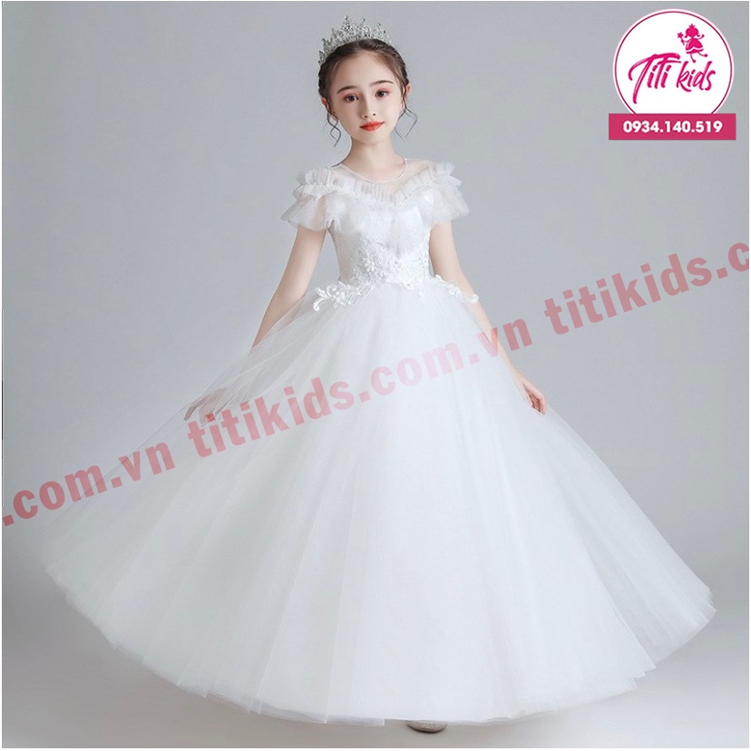 Đầm Công Chúa Bé Gái TiTiKids Đầm Xếp Ly Cổ Không Tay CC159