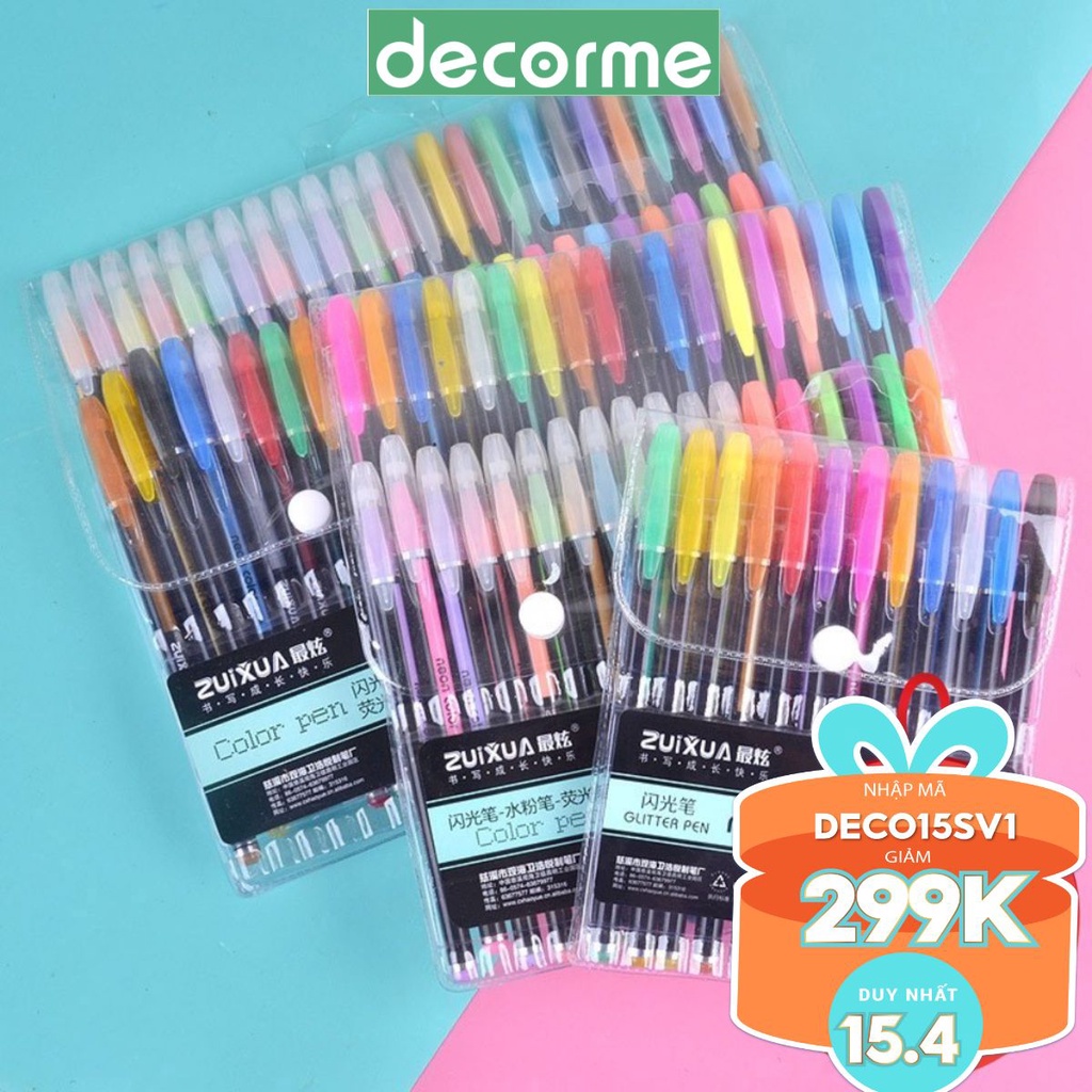 Set bút nhũ neon color ZUIXUA, phụ kiện văn phòng phẩm, hàng mới về, DECORME