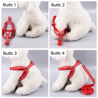 Dây Dắt Dạng Yếm Cho Chó Mèo (Dây dày 2 lớp - bản 1,5cm)