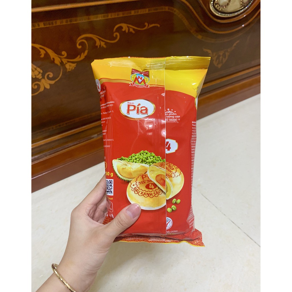MỸ NGỌC _ 250g Bánh pía SỐ 4 ĐẬU XANH, SẦU RIÊNG, 1/4 TRỨNG MUỐI - Pia Cake 4 with Mung beans, Durian 400g